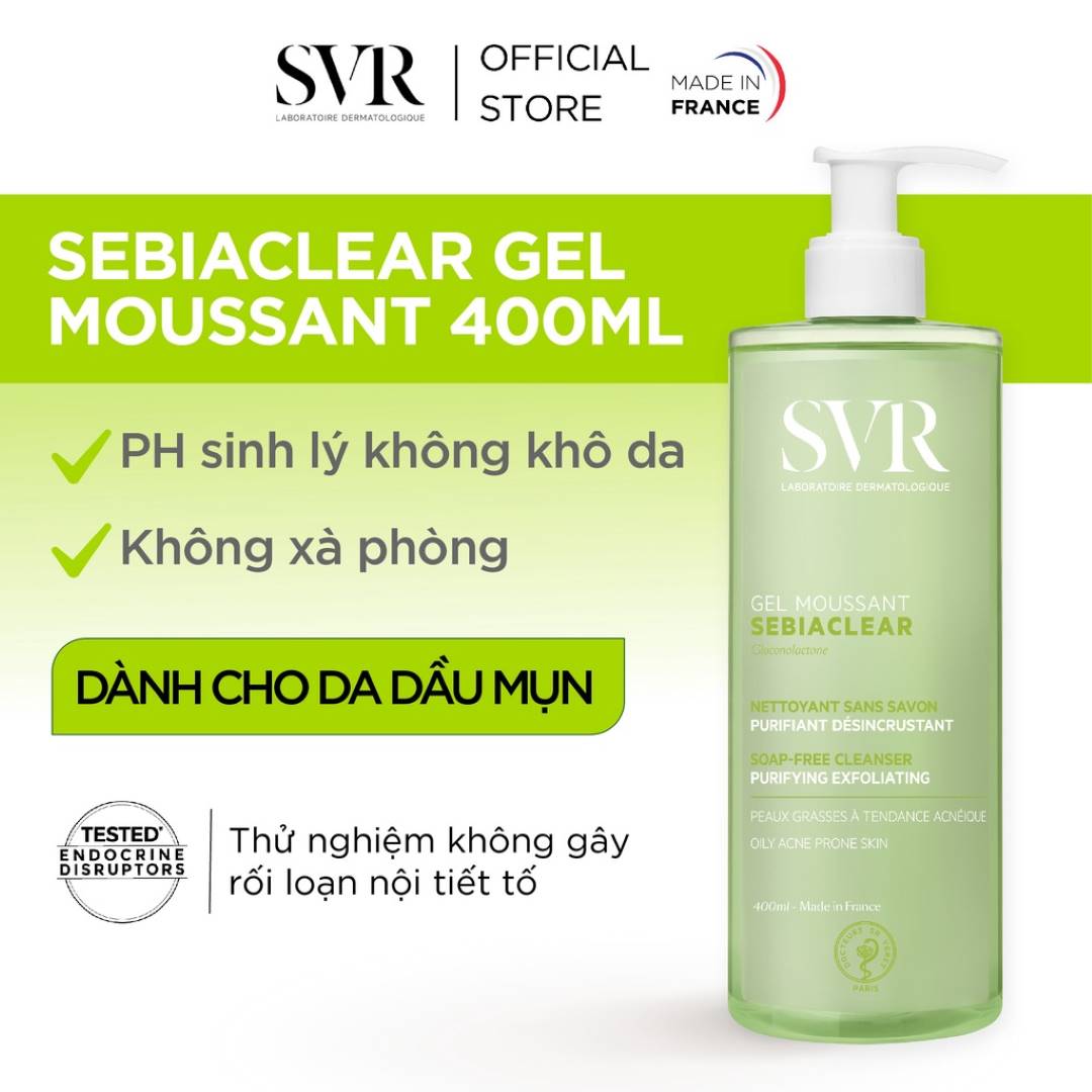 Gel Rửa Mặt SVR Không Chứa Xà Phòng Cho Da Dầu 400ml