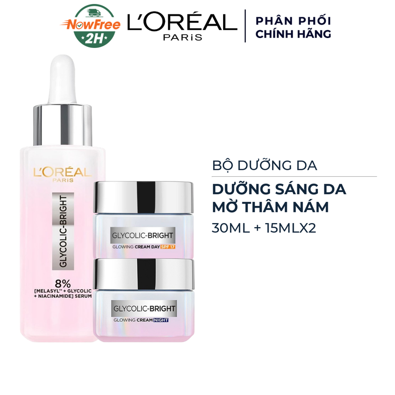 Combo L'Oreal Sáng Da, Mờ Thâm Nám 3 Món